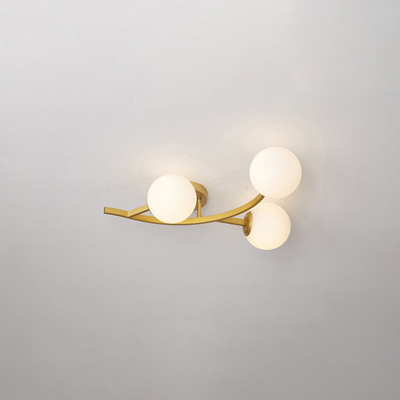 Branch Semi Flush Mount Lighting Postmodern Ball Glass Ceiling Light for Living Room Clearhalo 'Ceiling Lights' 'Close To Ceiling Lights' 'Close to ceiling' 'Glass shade' 'Glass' 'Semi-flushmount' Lighting' 2462126