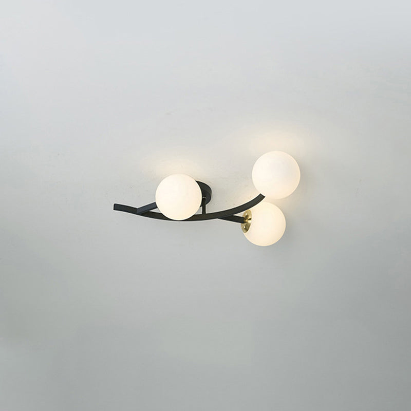 Branch Semi Flush Mount Lighting Postmodern Ball Glass Ceiling Light for Living Room Clearhalo 'Ceiling Lights' 'Close To Ceiling Lights' 'Close to ceiling' 'Glass shade' 'Glass' 'Semi-flushmount' Lighting' 2462096