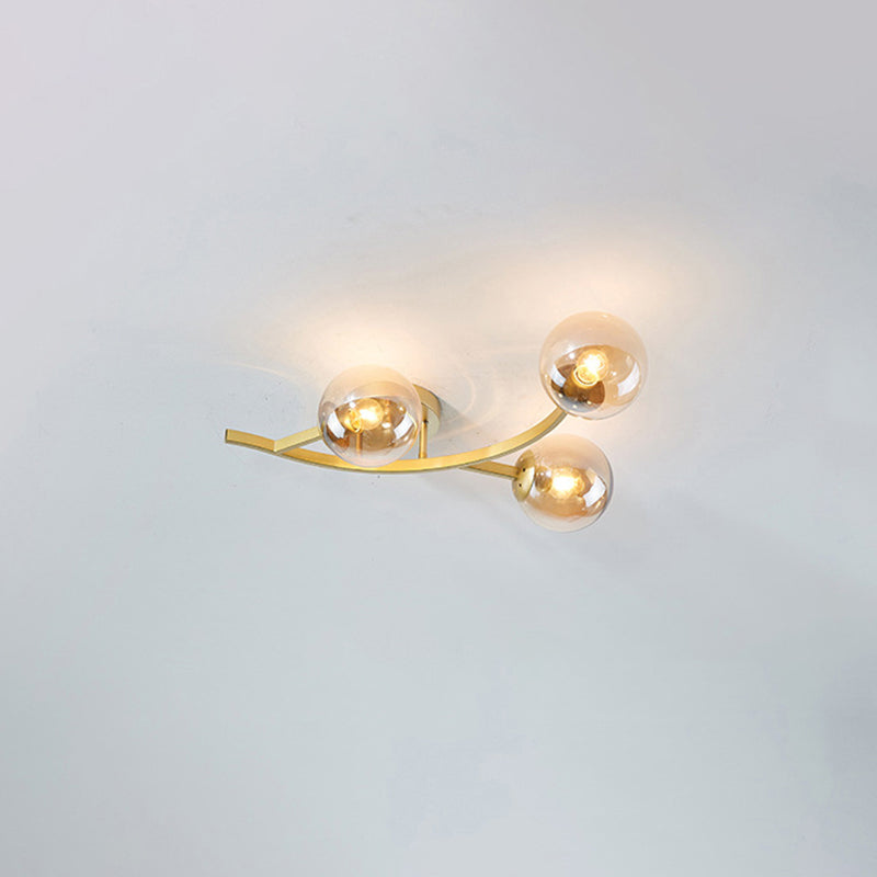 Branch Semi Flush Mount Lighting Postmodern Ball Glass Ceiling Light for Living Room Clearhalo 'Ceiling Lights' 'Close To Ceiling Lights' 'Close to ceiling' 'Glass shade' 'Glass' 'Semi-flushmount' Lighting' 2462122