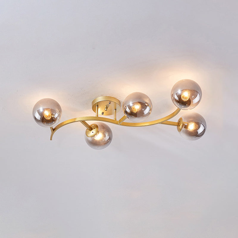 Branch Semi Flush Mount Lighting Postmodern Ball Glass Ceiling Light for Living Room Clearhalo 'Ceiling Lights' 'Close To Ceiling Lights' 'Close to ceiling' 'Glass shade' 'Glass' 'Semi-flushmount' Lighting' 2462110