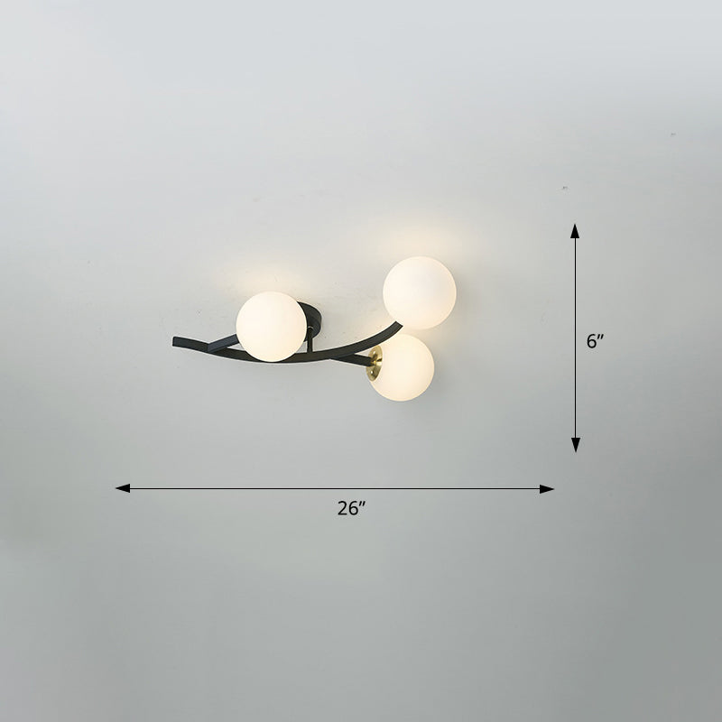 Taavita Semi Flush Mount Lighting Postmodern Ball Glass Ceiling Light for Living Room - Black Gold Finish, Multiple Sizes, 3-7 Lights, Cognac Milk White Smoke Grey Shades, Modern Style