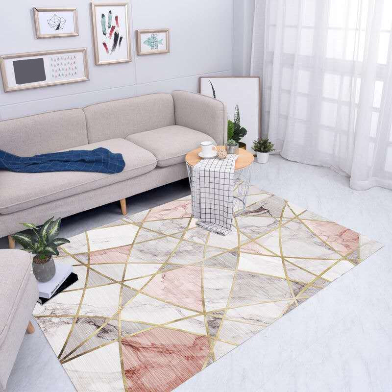 Nordic Living Room Rug Multicolored Geometric Printed Indoor Rug Anti-Slip Backing Pet Friendly Area Carpet Brown Clearhalo 'Area Rug' 'Modern' 'Rugs' Rug' 2463281