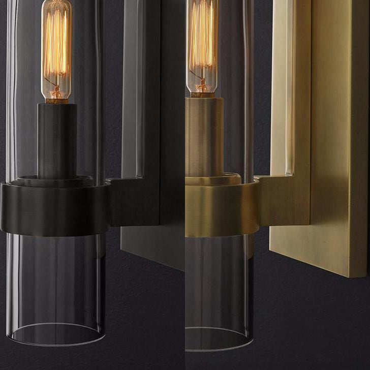 Taavita Cylinder Chandelier Traditional Clear Glass 2.5"/5" Wide 1 Head Black/Brass Wall Lamp for Stairs Light