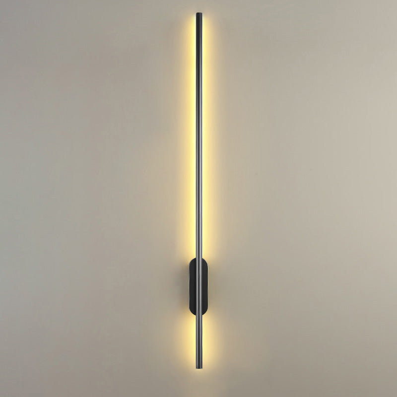 Black Rod LED Wall Lamp Fixture Simple Style Metallic Sconce Light for Living Room Black Linear Canopy 31.5" Clearhalo 'Cast Iron' 'Glass' 'Industrial' 'Modern wall lights' 'Modern' 'Tiffany' 'Traditional wall lights' 'Wall Lamps & Sconces' 'Wall Lights' Lighting' 2465668
