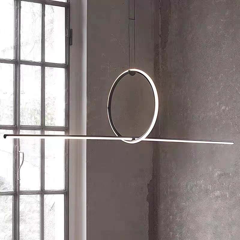 Taavita Metallic Line Art Pendant Ceiling Light in Black - LED Dining Room Island Light