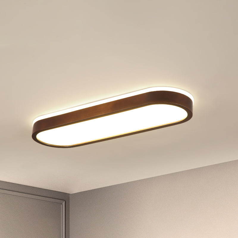 Oblong Surface Mounted Led Ceiling Light Simplicity Wooden Brown Flush Mount Light for Aisle Brown 47.5" Double-sided Clearhalo 'Ceiling Lights' 'Close To Ceiling Lights' 'Close to ceiling' 'Flush mount' Lighting' 2468452