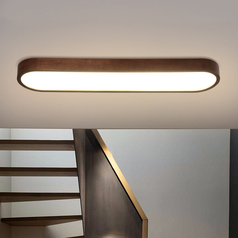 Taavita Surface Mounted LED Ceiling Light Simplicity Wooden Brown Flush Mount Light for Aisle - Modern Design with Natural Color Temperature and Included Bulb