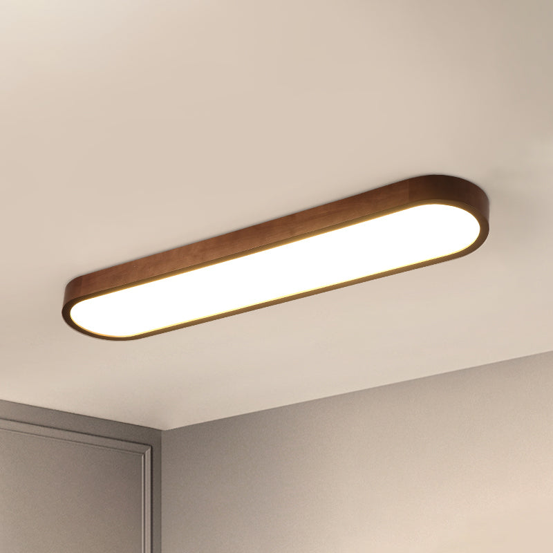 Oblong Surface Mounted Led Ceiling Light Simplicity Wooden Brown Flush Mount Light for Aisle Clearhalo 'Ceiling Lights' 'Close To Ceiling Lights' 'Close to ceiling' 'Flush mount' Lighting' 2468463