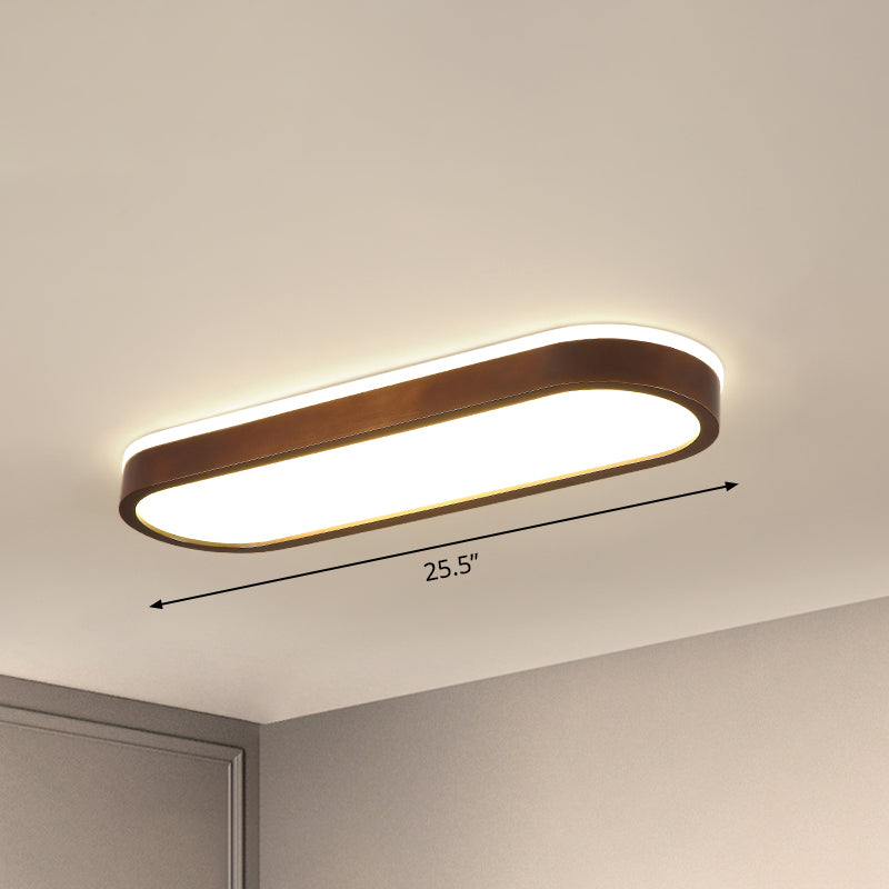 Taavita Surface Mounted LED Ceiling Light Simplicity Wooden Brown Flush Mount Light for Aisle - Modern Design with Natural Color Temperature and Included Bulb
