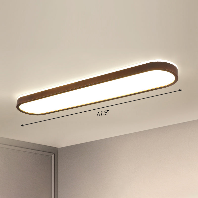 Taavita Surface Mounted LED Ceiling Light Simplicity Wooden Brown Flush Mount Light for Aisle - Modern Design with Natural Color Temperature and Included Bulb