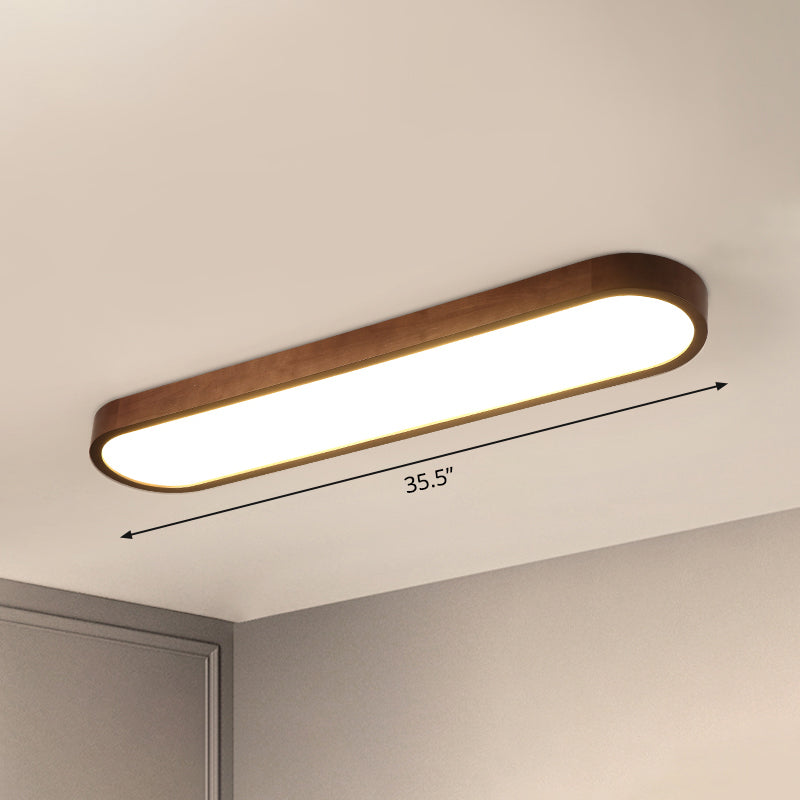 Taavita Surface Mounted LED Ceiling Light Simplicity Wooden Brown Flush Mount Light for Aisle - Modern Design with Natural Color Temperature and Included Bulb