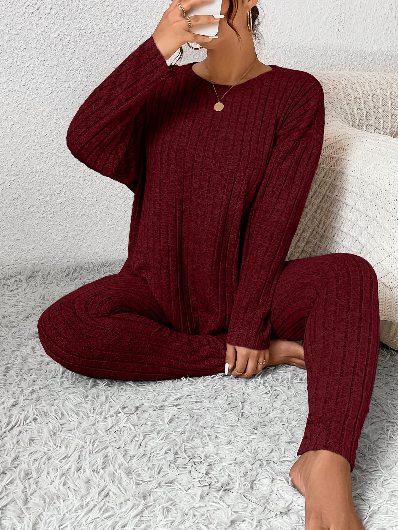 Plus Size Pajama Set | Long Sleeve | Lightweight Comfort | Polyester