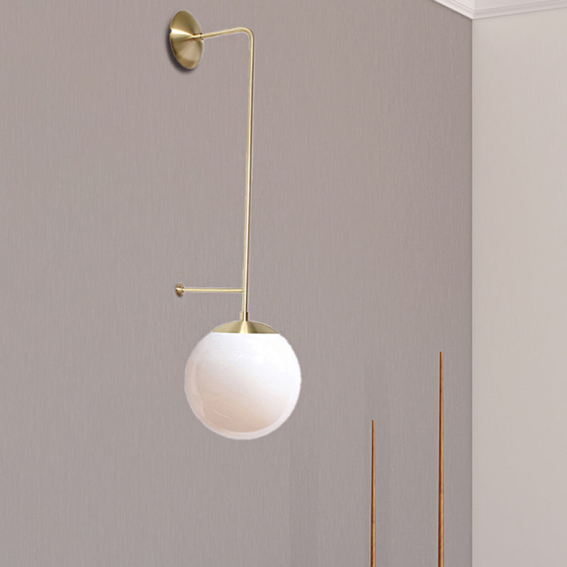 Retro Globe Wall Lamp 1-Light Clear/White Glass Shade Wall Sconce Light in Brass/Black for Living Room Clearhalo 'Wall Lamps & Sconces' 'Wall Lights' Lighting' 231167