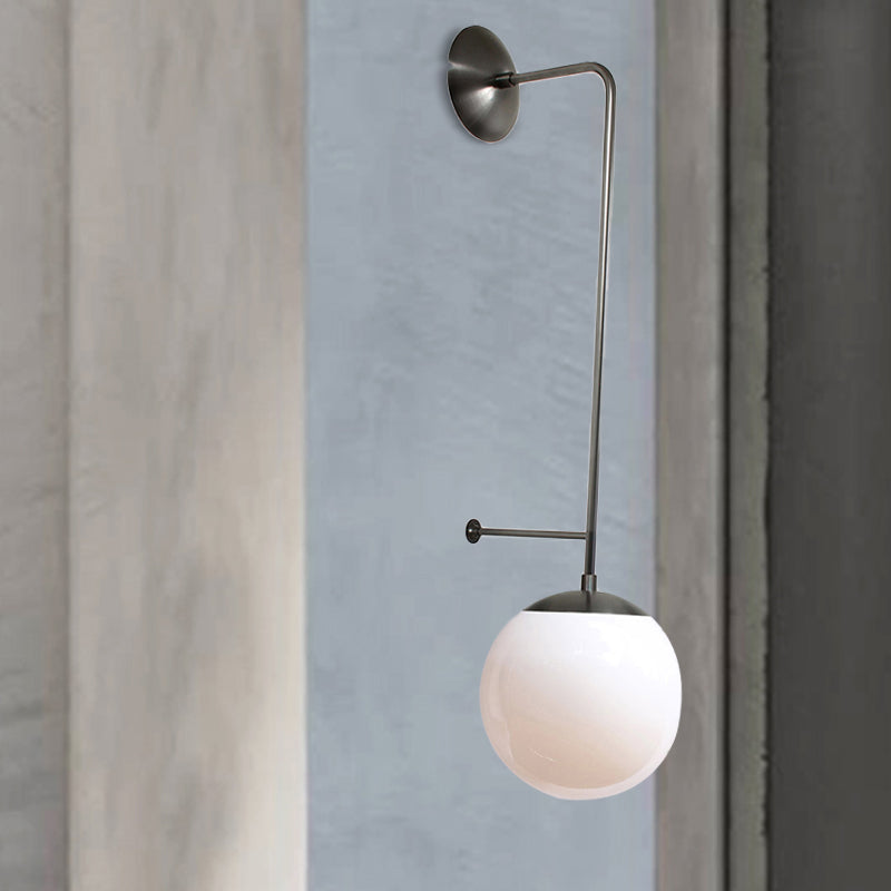 Taavita Globe Wall Lamp 1 Light Clear/White Glass Shade Wall Light in Brass/Black for Living Room – Traditional Metal Light with E12/E14 Socket, 20" Height, Indoor Feature