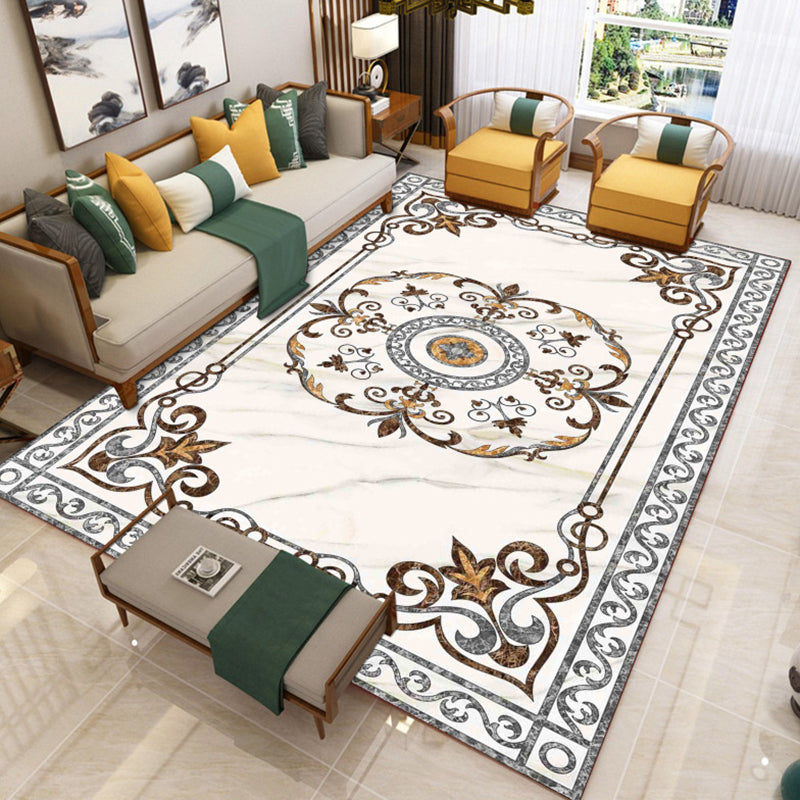 Trendy Living Room Rug Multicolor Flower Printed Area Carpet Synthetics Non-Slip Backing Stain-Resistant Indoor Rug Brown Clearhalo 'Area Rug' 'Modern' 'Rugs' Rug' 2480822