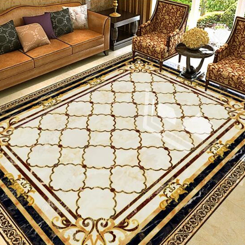 Multicolored Novelty Rug Cotton Blend Plaid Patterned Area Carpet Non-Slip Pet Friendly Indoor Rug for Living Room Beige Clearhalo 'Area Rug' 'Modern' 'Rugs' Rug' 2480928