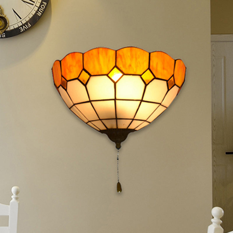 Taavita Wall Lamp Shaft Lighting with Pull Switch Stained Glass 1 Light Wall Lighting