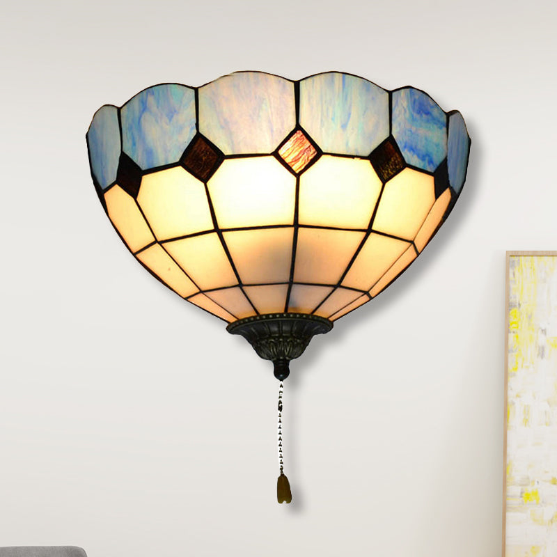 Taavita Wall Lamp Shaft Lighting with Pull Switch Stained Glass 1 Light Wall Lighting
