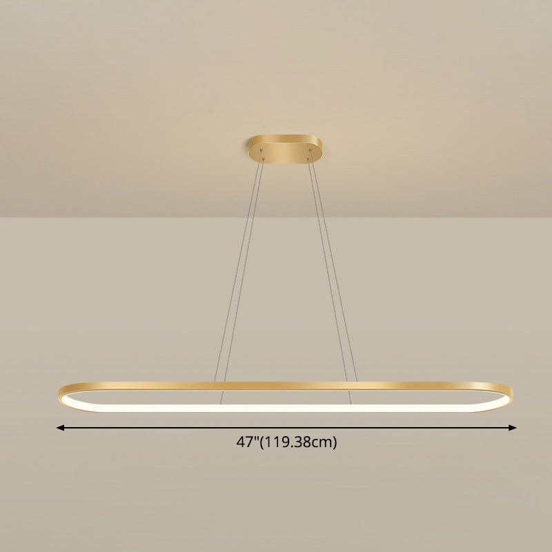 Minimalist Taavita Plated Metal Oblong Pendant Light Fixture LED Island Lighting over Table