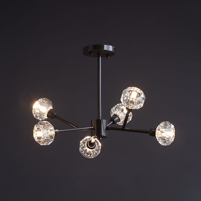 Taavita Mini Globe Crystal Chandelier in Modern Style with Black Finish - Pendant Light for Living Room
