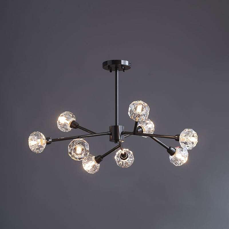 Mini Globe Crystal Chandelier Modern Style Black Finish Pendant Light for Living Room Clearhalo 'Ceiling Lights' 'Chandeliers' 'Modern Chandeliers' 'Modern' Lighting' 2546879