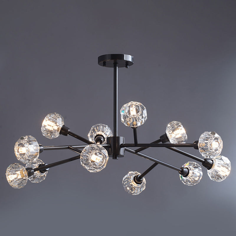 Taavita Mini Globe Crystal Chandelier in Modern Style with Black Finish - Pendant Light for Living Room