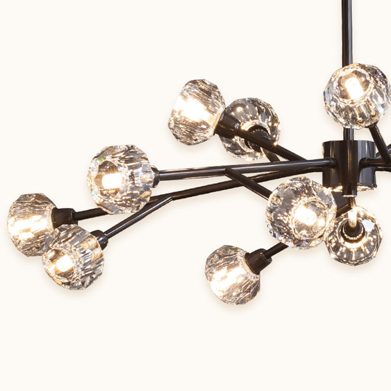 Taavita Mini Globe Crystal Chandelier in Modern Style with Black Finish - Pendant Light for Living Room