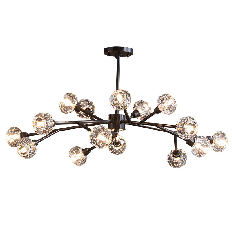 Taavita Mini Globe Crystal Chandelier in Modern Style with Black Finish - Pendant Light for Living Room