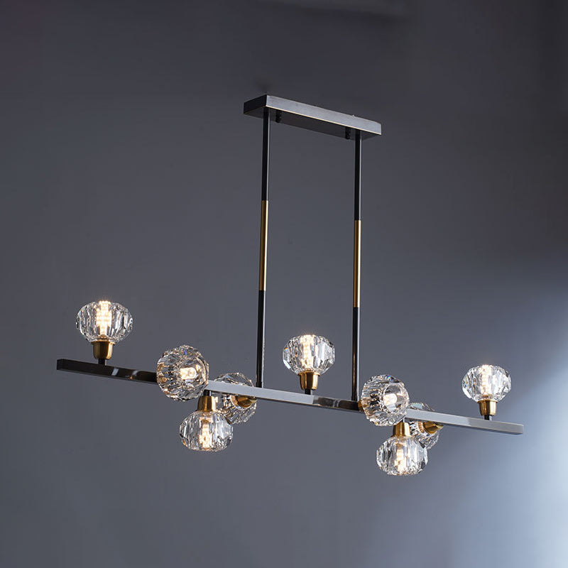 Mini Globe Crystal Chandelier Modern Style Black Finish Pendant Light for Living Room Clearhalo 'Ceiling Lights' 'Chandeliers' 'Modern Chandeliers' 'Modern' Lighting' 2546866