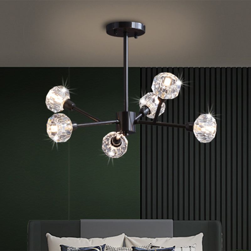 Taavita Mini Globe Crystal Chandelier in Modern Style with Black Finish - Pendant Light for Living Room