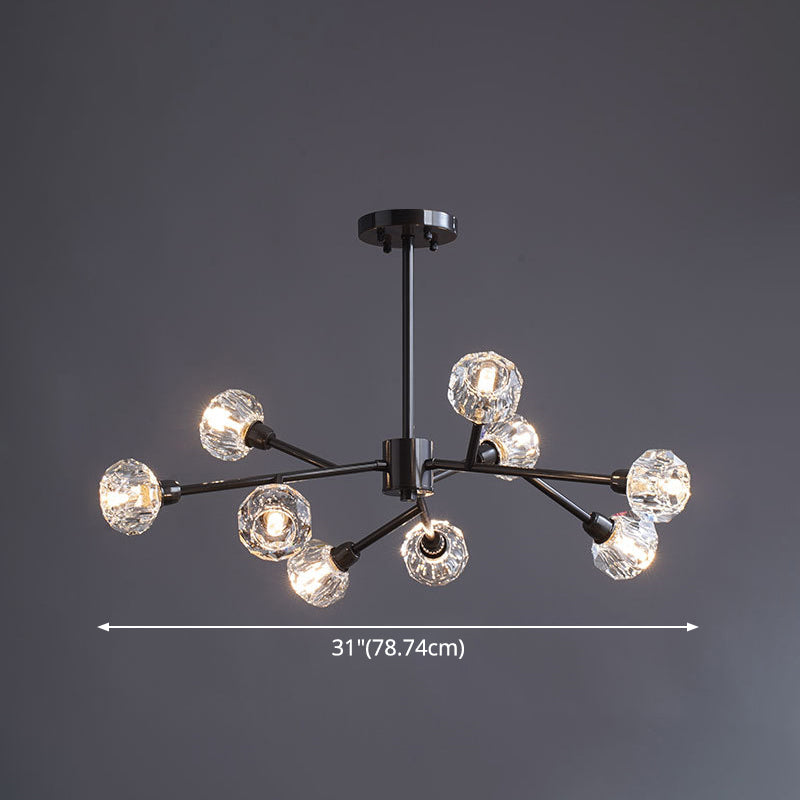 Taavita Mini Globe Crystal Chandelier in Modern Style with Black Finish - Pendant Light for Living Room