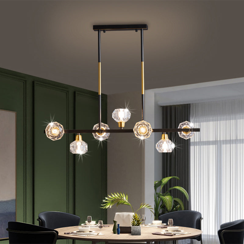 Taavita Mini Globe Crystal Chandelier in Modern Style with Black Finish - Pendant Light for Living Room