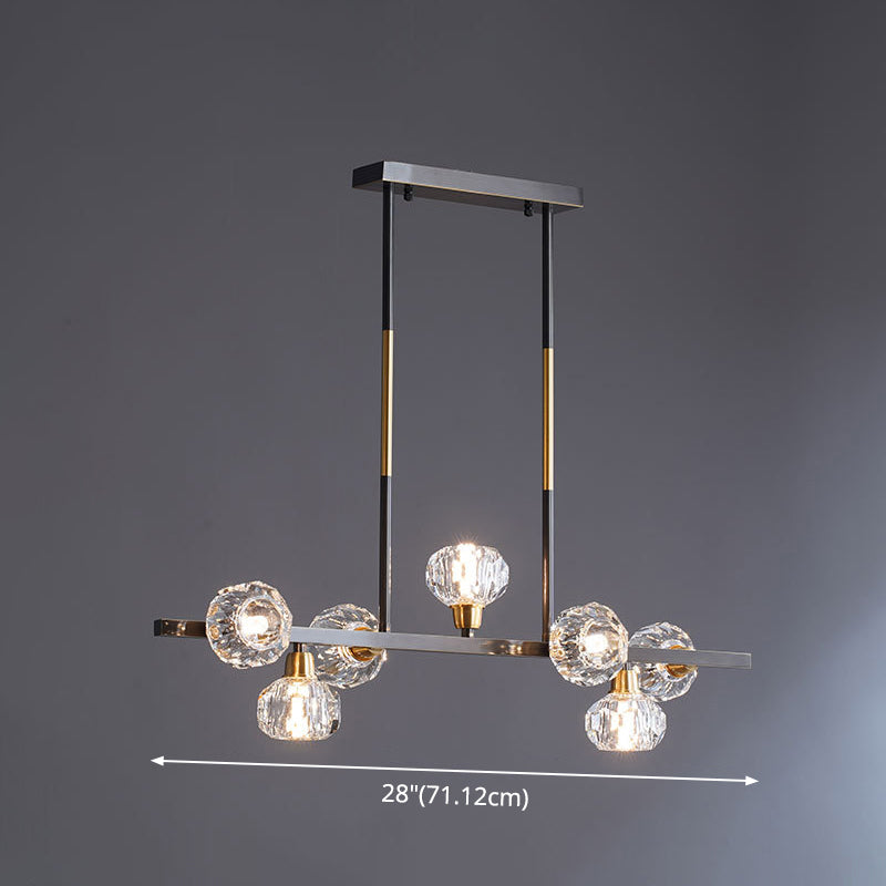 Taavita Mini Globe Crystal Chandelier Modern Style Black Finish Pendant Light for Living Room - 1 Tier, 6-15 Lights, Clear Shade, Up & Down Direction, Downrod Mounting, 110V-240V