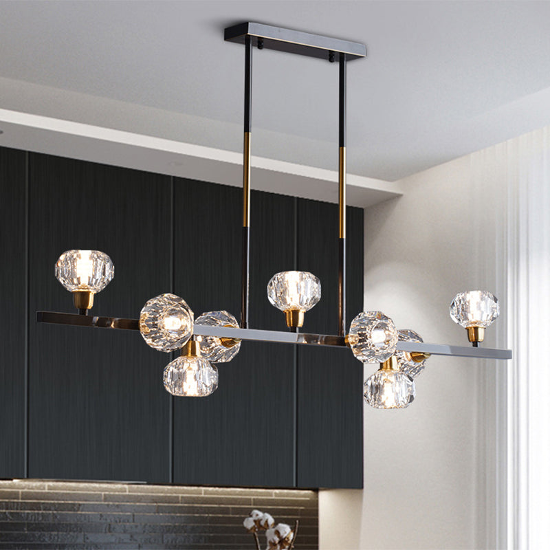 Taavita Mini Globe Crystal Chandelier in Modern Style with Black Finish - Pendant Light for Living Room