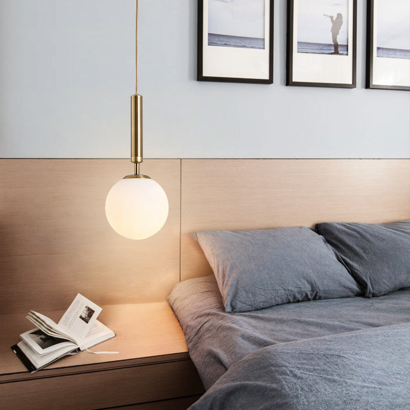 Taavita Modern White Glass Globe Hanging Ceiling Light Pendant Lamp for Bedroom