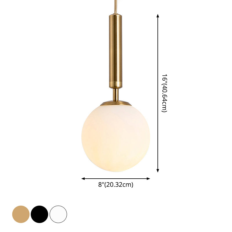 Taavita Modern White Glass Globe Hanging Ceiling Light Pendant Lamp for Bedroom