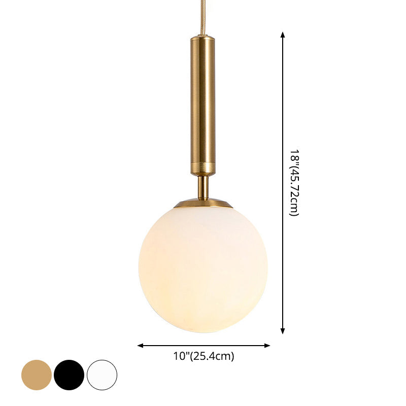 Taavita Modern White Glass Globe Hanging Ceiling Light Pendant Lamp for Bedroom