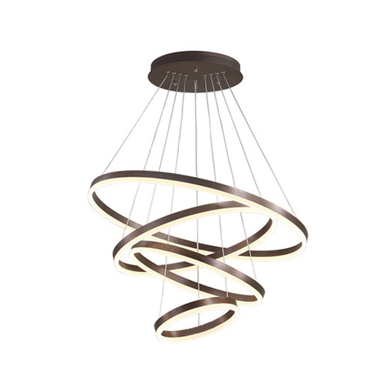 Taavita - Acrylic Pendant Chandelier Minimalist Orbicular Living Room - Suspension Light, 25 Inches & Higher, 5 Lights, Gold Coffee, Stepless Dimming