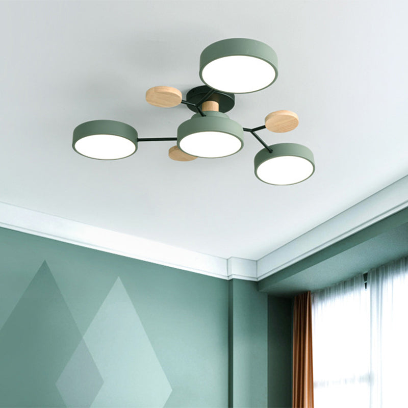 Sputnik Semi Flush Mount Light Macaron LED Acrylic Semi-Flush Mount Ceiling Fixture 4 White Clearhalo 'Ceiling Lights' 'Close To Ceiling Lights' 'Close to ceiling' 'Semi-flushmount' Lighting' 2553245