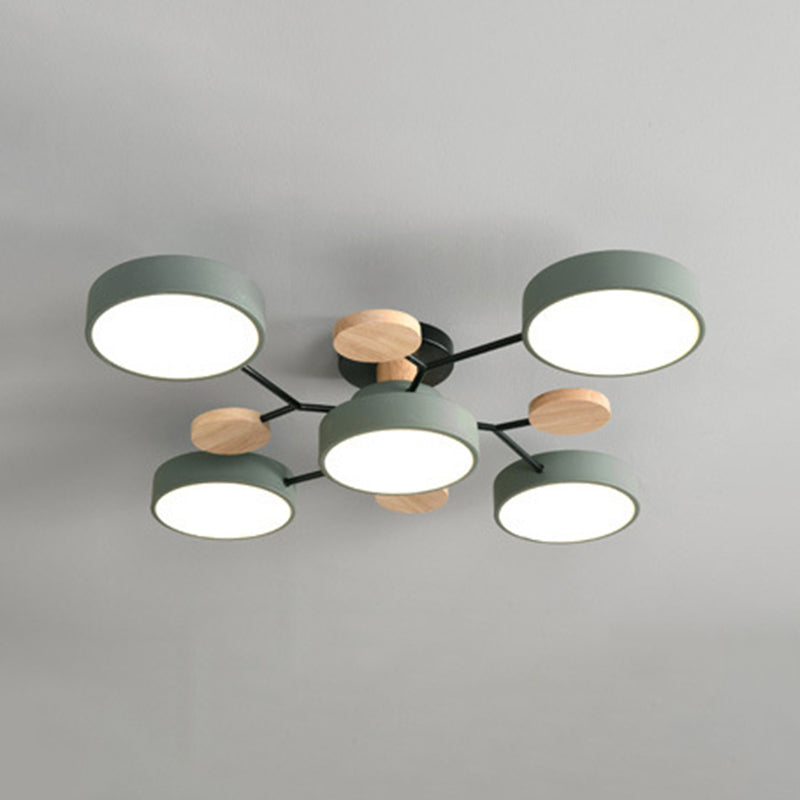 Sputnik Semi Flush Mount Light Macaron LED Acrylic Semi-Flush Mount Ceiling Fixture 5 Grey Clearhalo 'Ceiling Lights' 'Close To Ceiling Lights' 'Close to ceiling' 'Semi-flushmount' Lighting' 2553239