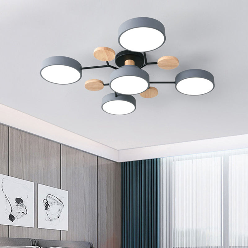 Sputnik Semi Flush Mount Light Macaron LED Acrylic Semi-Flush Mount Ceiling Fixture 6 White Clearhalo 'Ceiling Lights' 'Close To Ceiling Lights' 'Close to ceiling' 'Semi-flushmount' Lighting' 2553242