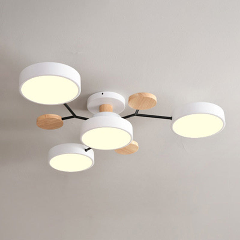 Sputnik Semi Flush Mount Light Macaron LED Acrylic Semi-Flush Mount Ceiling Fixture 5 Green Clearhalo 'Ceiling Lights' 'Close To Ceiling Lights' 'Close to ceiling' 'Semi-flushmount' Lighting' 2553237