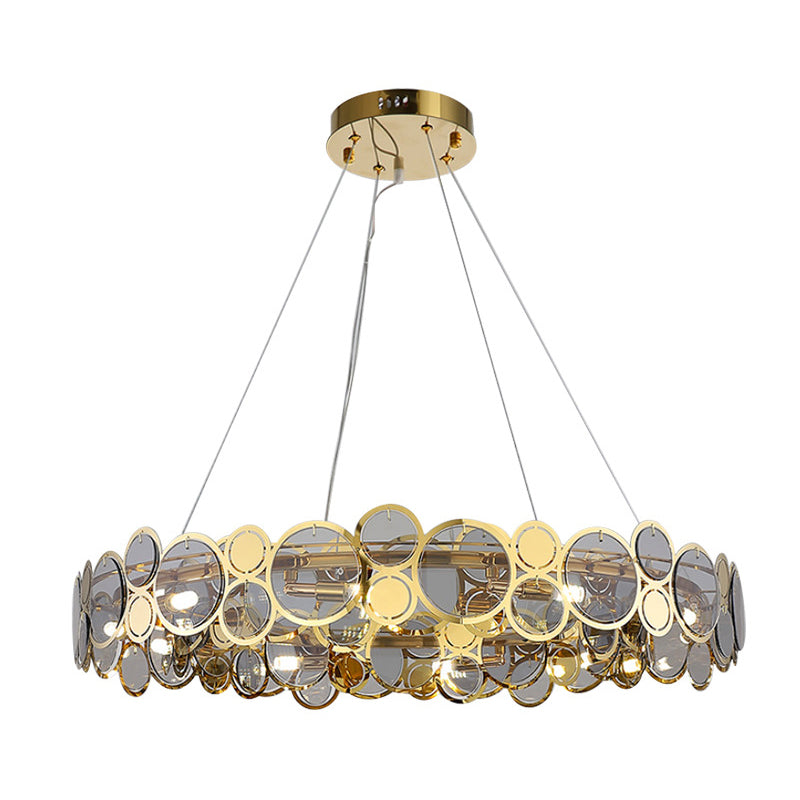 Taavita Large Crystal Pendant Ceiling Lights for Bedroom with Brass Finish Metal Light Fixture and Glass Shade