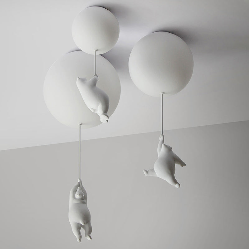 Taavita Cartoon Little Bear Ball Shape Flush Mount Ceiling Light Fixture for Children's Room
