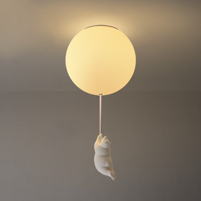 Cartoon Little Bear Ceiling Light Ball Shape Flush Mount Lighting Fixture for Children's Room Clearhalo 'Ceiling Lights' 'Close To Ceiling Lights' 'Close to ceiling' 'Flush mount' Lighting' 2562671
