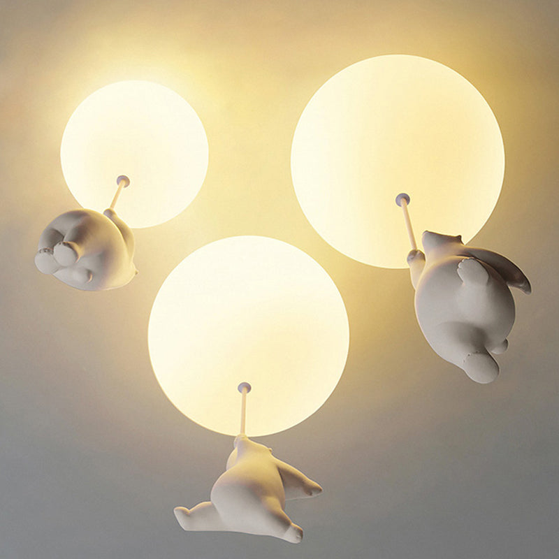 Taavita Cartoon Little Bear Ball Shape Flush Mount Ceiling Light Fixture for Children's Room