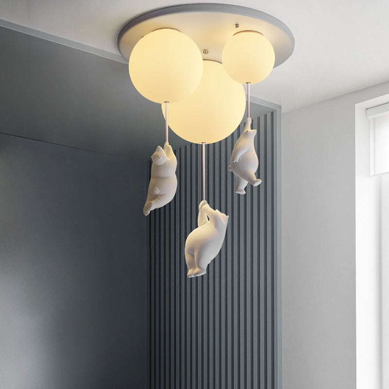 Taavita Cartoon Little Bear Ball Shape Flush Mount Ceiling Light Fixture for Children's Room