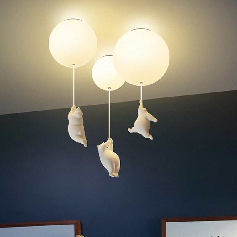 Taavita Cartoon Little Bear Ball Shape Flush Mount Ceiling Light Fixture for Children's Room
