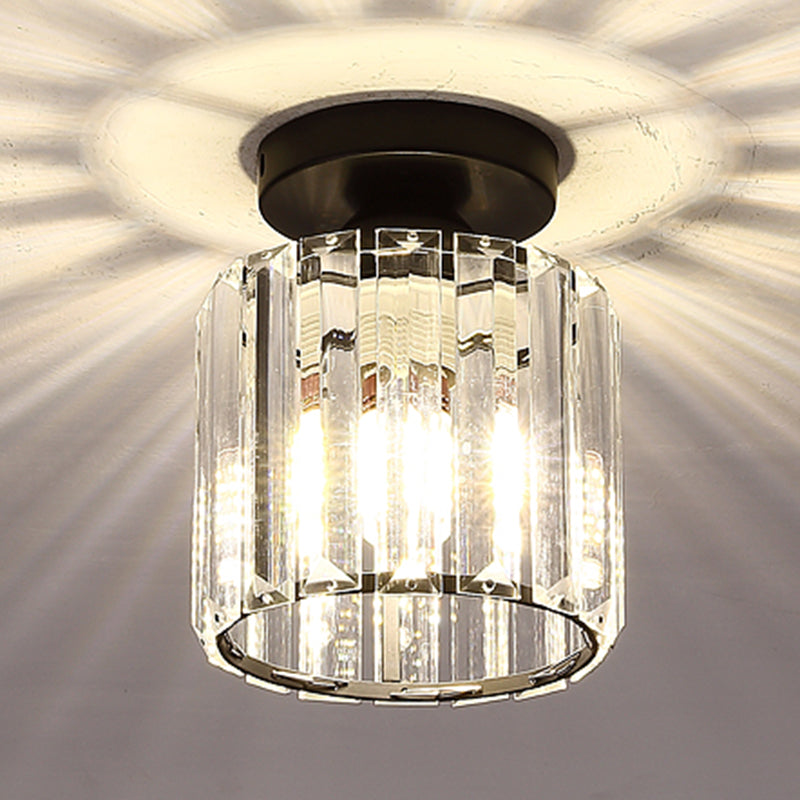 Modern Simplicity Ceiling Light Clear Striped Glass Shade Semi Flush Lamp for Bedroom Clearhalo 'Ceiling Lights' 'Close To Ceiling Lights' 'Close to ceiling' 'Glass shade' 'Glass' 'Semi-flushmount' Lighting' 2562688