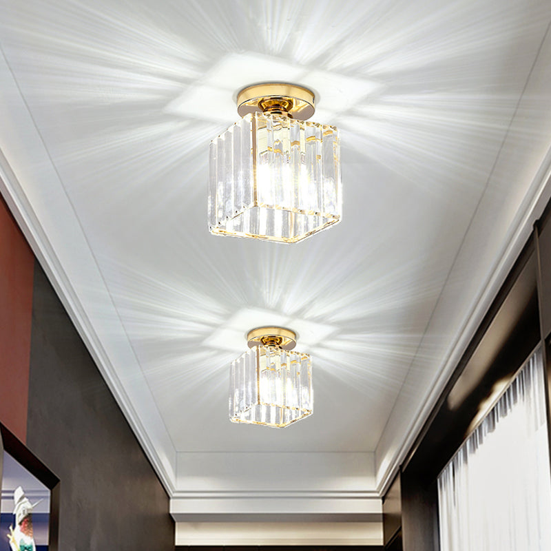 Modern Simplicity Ceiling Light Semi Flush Lamp with Clear Striped Glass Shade for Bedroom